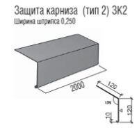 Крапельник RAL 3005 — Карнизна планка тип 2 — 0,47 мм Мат Італія