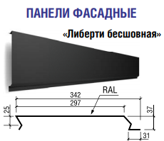Фасадні панелі Ліберті безшовний 0,5 мм RAL 7024 матовий, Китай "ThermaSteel"