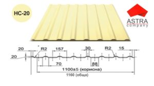 Профнстил НС-20 Астра 0.4 мм Polysteel/PE/RAL