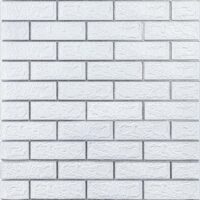 Самоклеюча 3D панель цегла біла смужка срібло 700х770х3мм (100-3) SW-00000752
