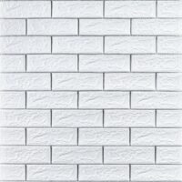 Самоклеюча 3D панель цегла біла смужка срібло 700х770х5мм (100-5) SW-00000753