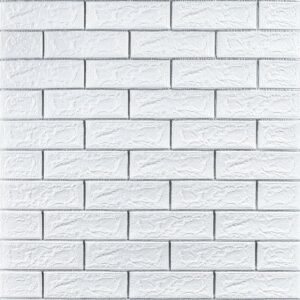 Самоклеюча 3D панель цегла біла смужка срібло 700х770х5мм (100-5) SW-00000753