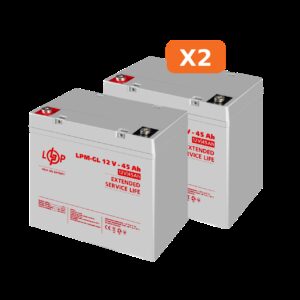 Комплект із двох акумуляторних гелевих батарей для ДБЖ 12V 90Ah (45Ah + 45Ah) 1080Wh