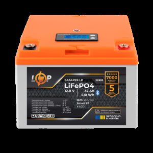 Акумулятор LP LiFePO4 12,8V - 32 Ah (410Wh) (BMS 40А/32A) пластик LCD Smart BT