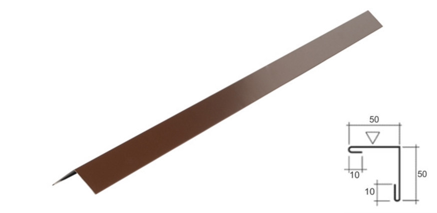 Кутик зовнішній (50х50х2000) коричневий 0.45 мм