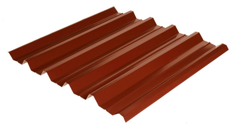 Профнастил з великою хвилею НС-44 ( RAL 3011 — червоний, глянець)