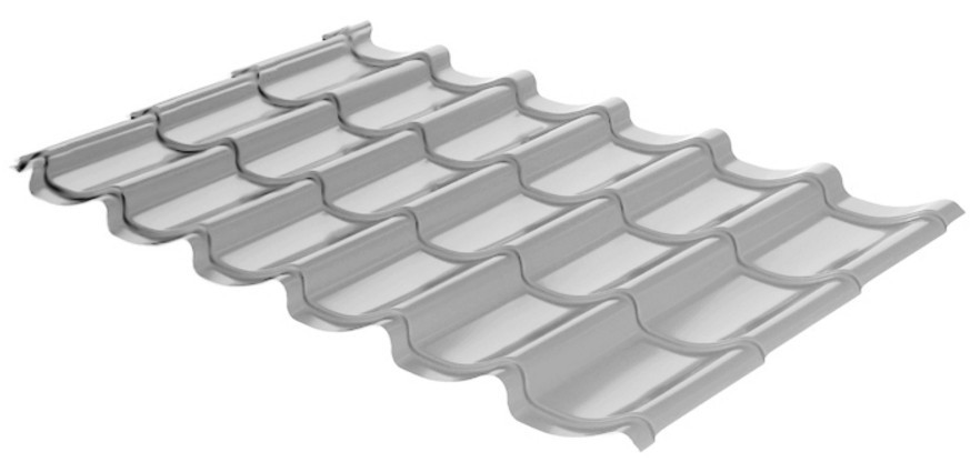 Металочерепиця Модульна • Rauni Mini • RAL 9006 PE 0,45 mm • SeaHSteel •