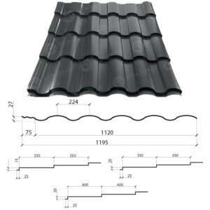 Металочерепиця VALENCIA 0,5 мм PEMA RAL 7024 ArcelorMittal