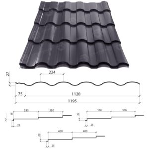 Металочерепиця VALENCIA 0,45 мм PEMA RAL 8019 Словаччина