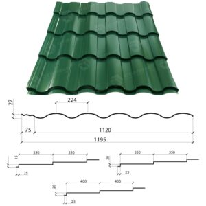 Металочерепиця VALENCIA 0,45 мм PE RAL 6005 Словаччина