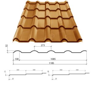 Металочерепиця AFINA 0,50 мм PEMA RAL 8004 Німеччина