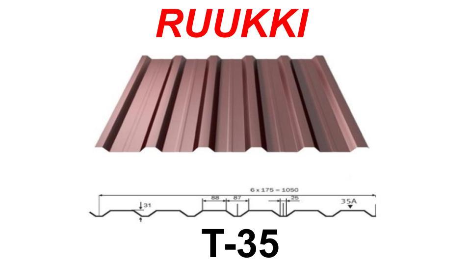 Металопрофіль покрівельний Т 35-88-1050 Ruukki 0,5 мм / RR - 887 / 32 / Crown BT