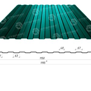 Профнастил стіновий на паркан ПС 8 / 0,45 мм / RAL 6005