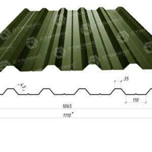 Профнастил НС-35 0,5 мм RAL 6020