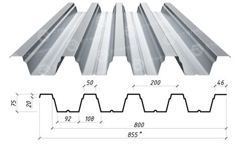 Профнастил Несучий НС 75 / 0,65 мм ZN