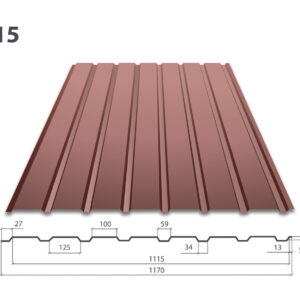 Профнастил ПС 15 • RAL 8017 • Matt • 0,5 mm • ARSELOR MITTAL • Польща •