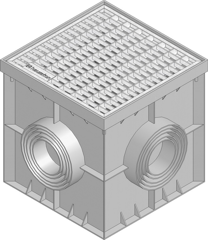 Точечний дренаж HAURATON Recyfix Point 30/30 (300х 300х 300), PE-PP (сірий) з пластик. корзиною для сміття, гідрозатвором та