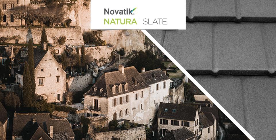 Композитна черепиця Novatik NATURA SLATE silver moon (сріблястий сірий)
