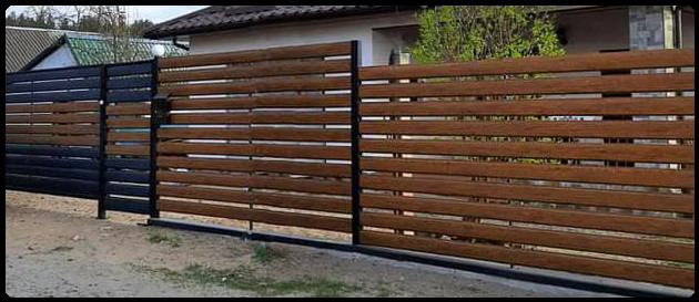 Забір горизонтальний металевий односторонній заповнення Ранчо Oberig