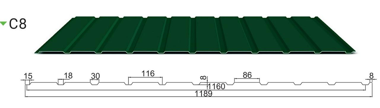 Профнастил С-8 0,5 Алмет RAL